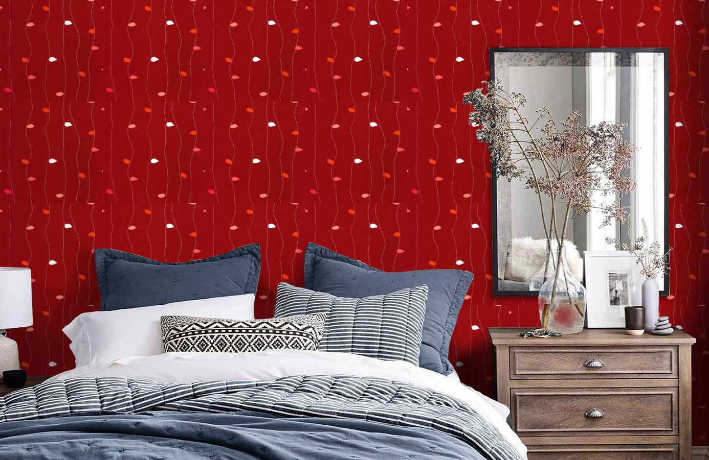 Обои 519-2 фото в интерьере спальни