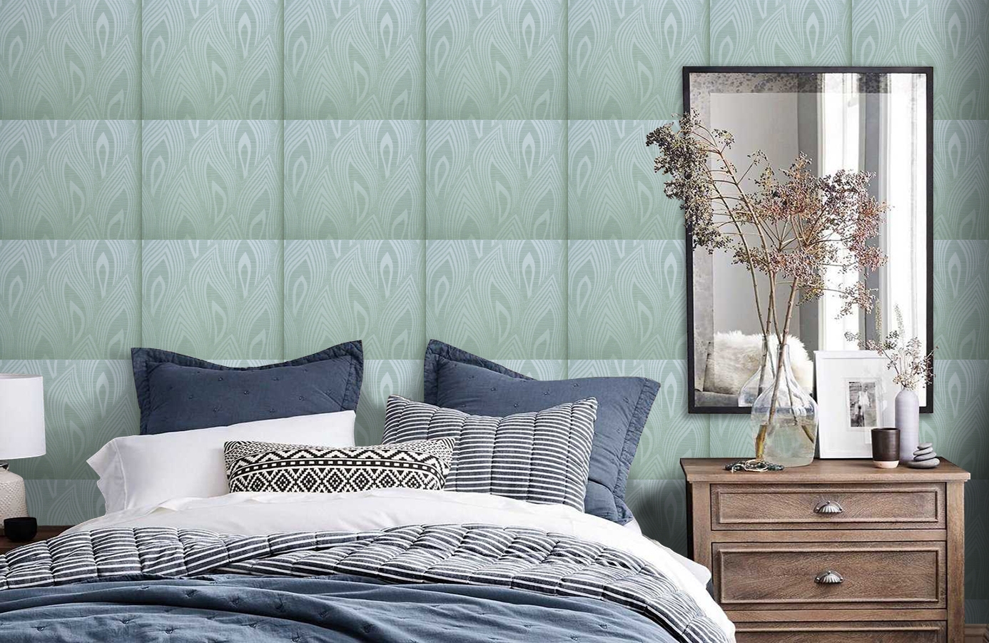 Обои 6530-6 фото в интерьере спальни