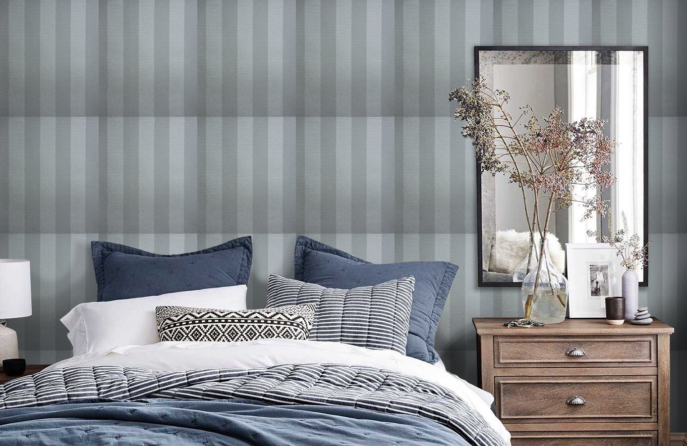 Обои 6540-3 фото в интерьере спальни