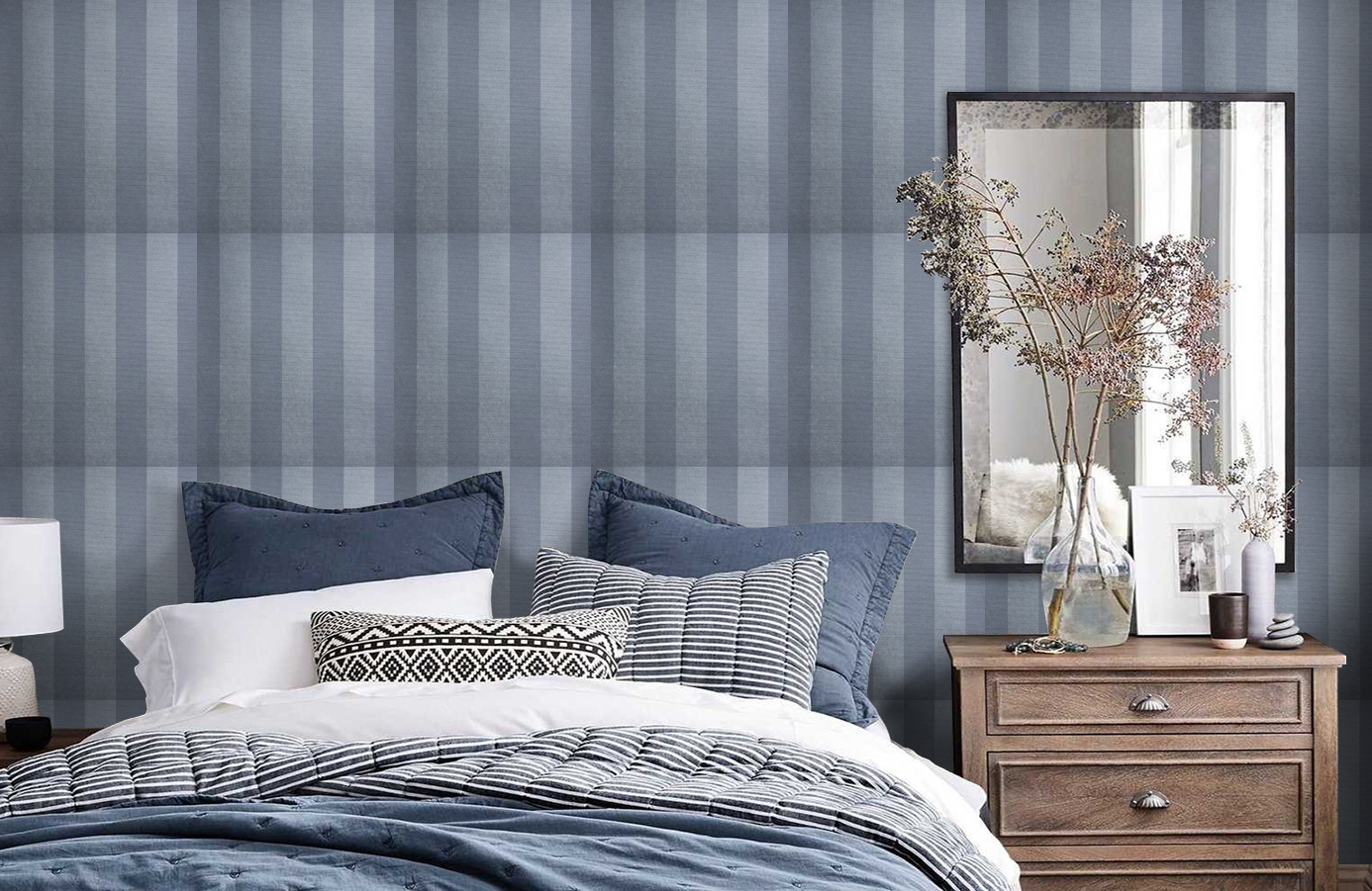 Обои 6540-7 фото в интерьере спальни