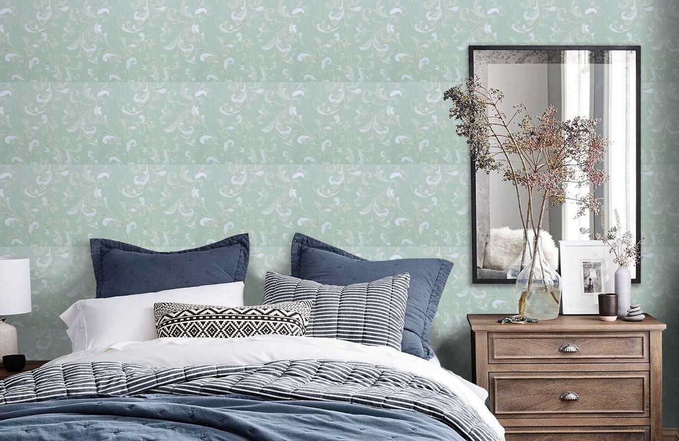 Обои 6550-3 фото в интерьере спальни