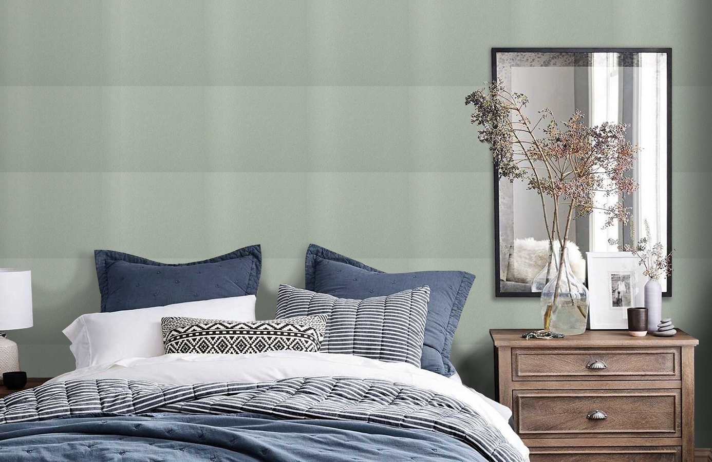 Обои 6570-1 фото в интерьере спальни