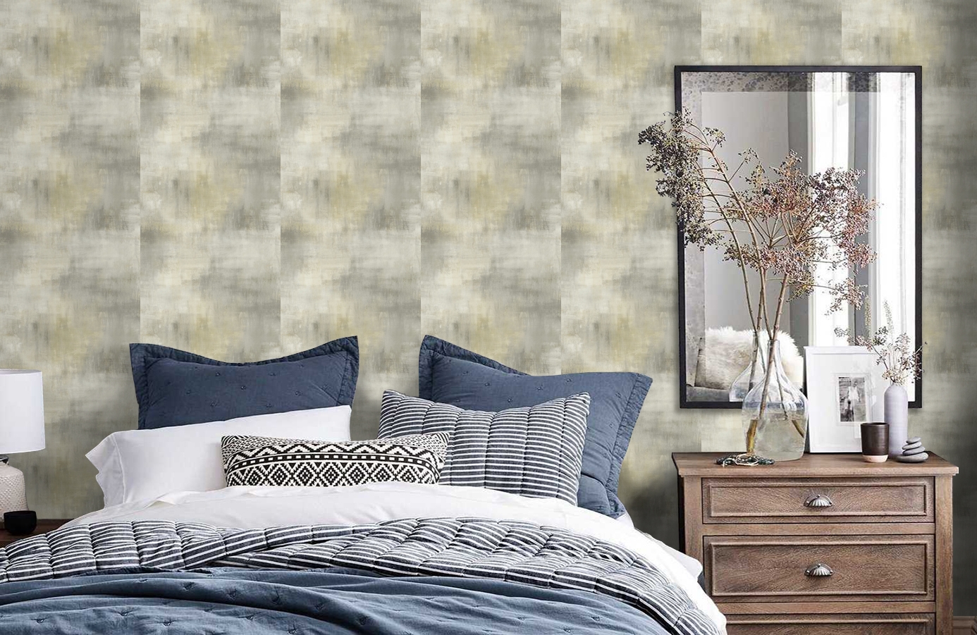 Обои AH40100 фото в интерьере спальни