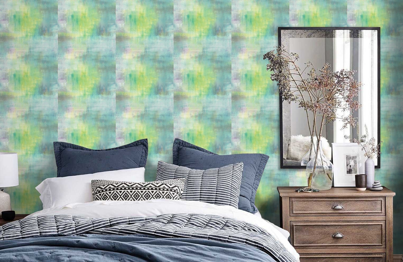 Обои AH40119 фото в интерьере спальни