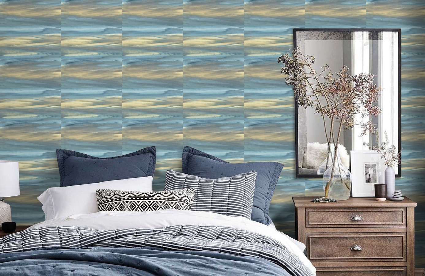 Обои AH40202 фото в интерьере спальни