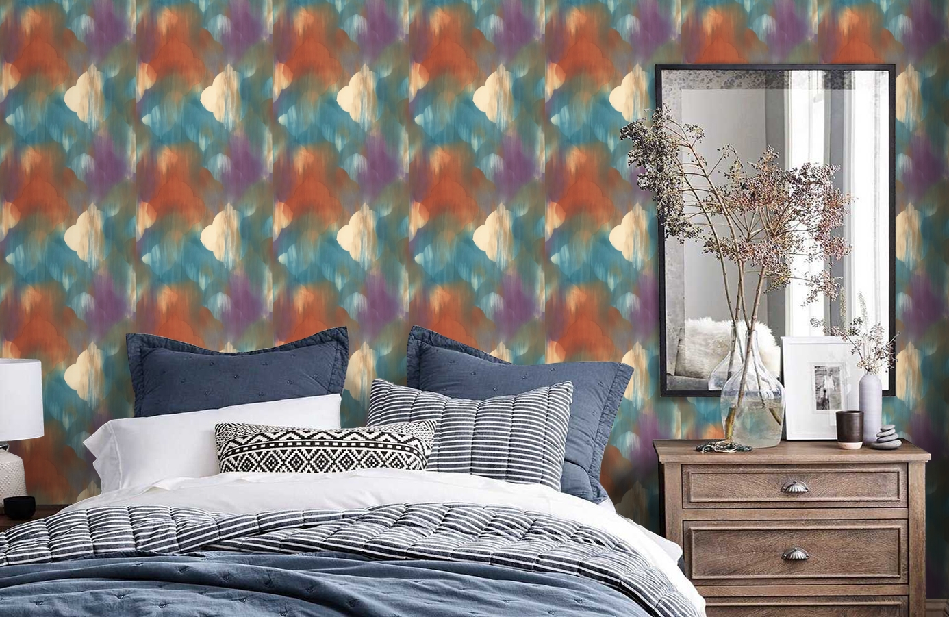 Обои AH40301 фото в интерьере спальни