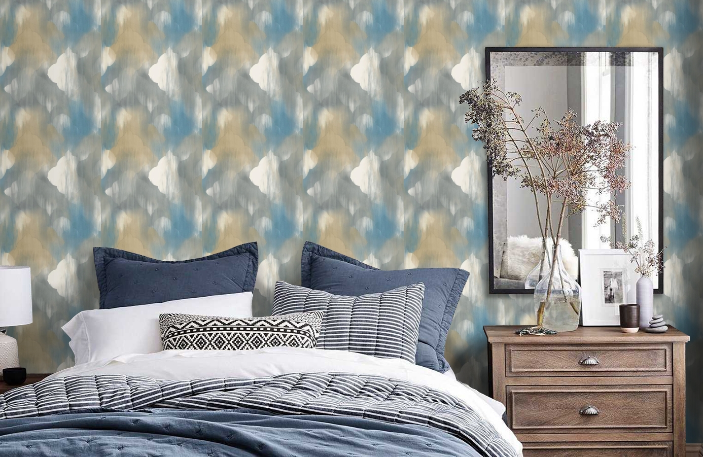 Обои AH40302 фото в интерьере спальни