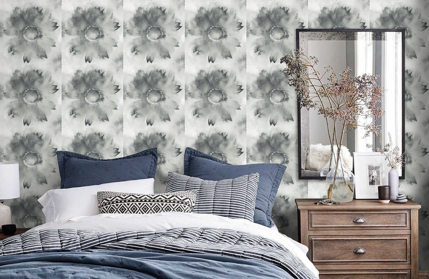 Обои AH40500 фото в интерьере спальни