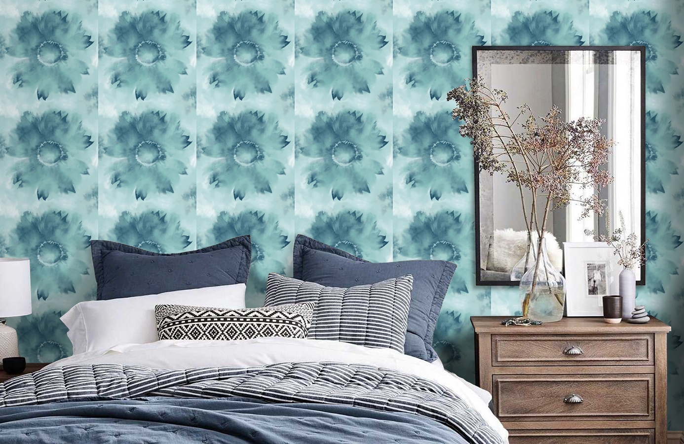 Обои AH40502 фото в интерьере спальни