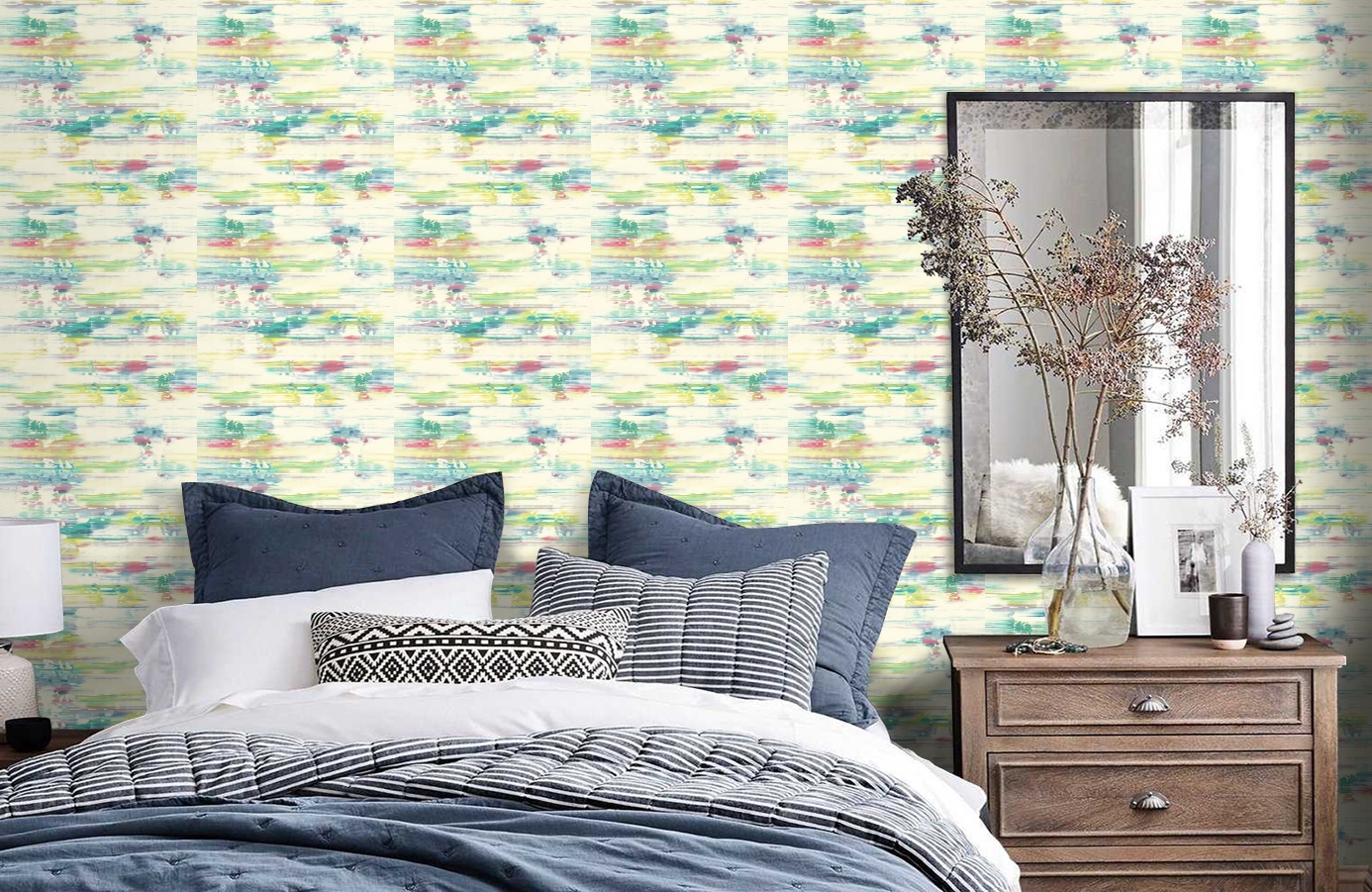 Обои AH41101 фото в интерьере спальни