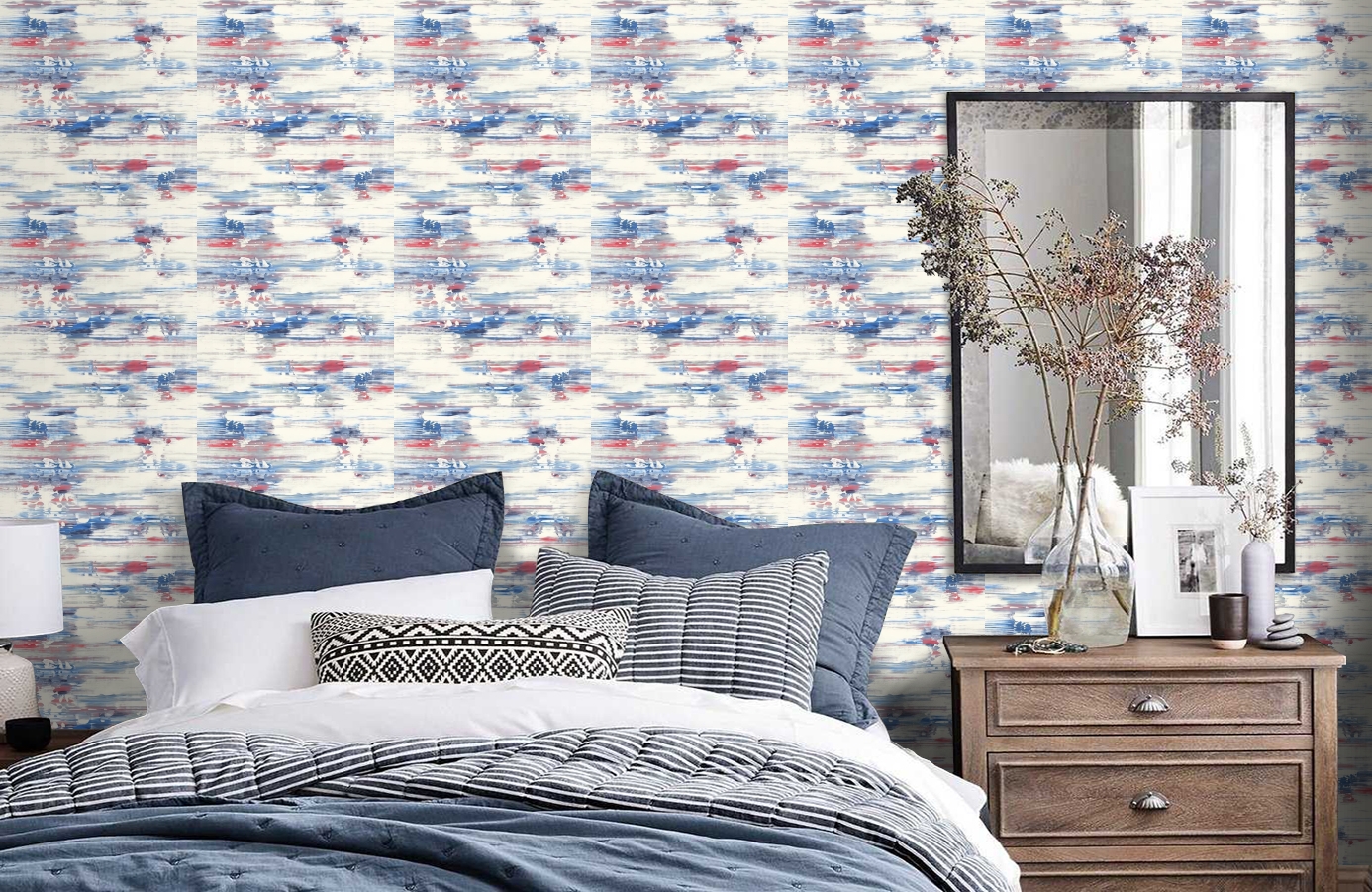 Обои AH41111 фото в интерьере спальни