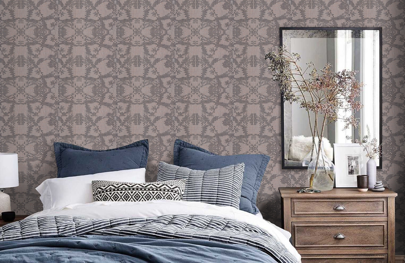 Обои BT2004 фото в интерьере спальни