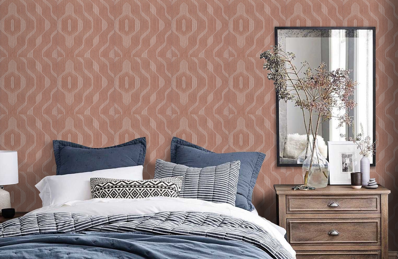 Обои BT3405 фото в интерьере спальни