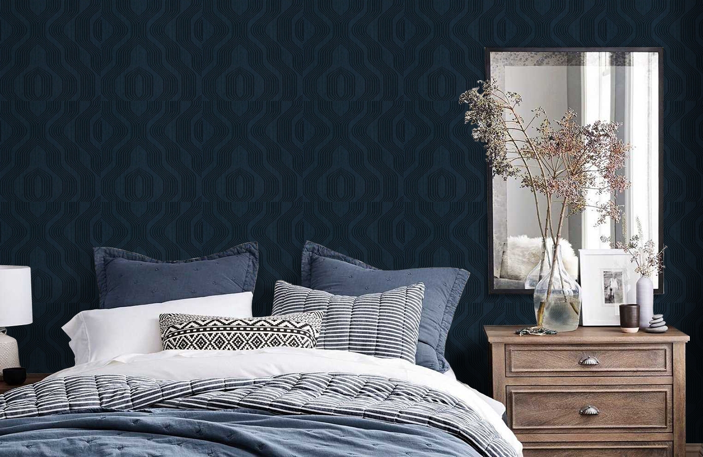 Обои BT3410 фото в интерьере спальни