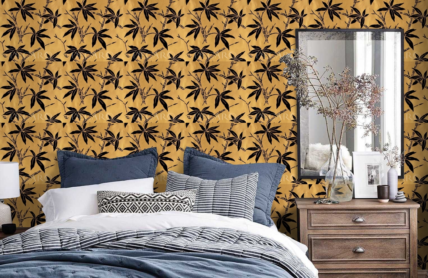 Обои BW45006-2 фото в интерьере спальни