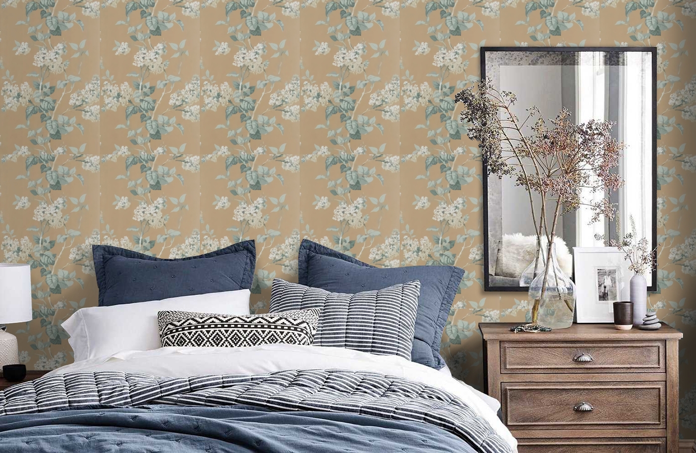 Обои BW45072-3 фото в интерьере спальни