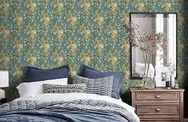 Обои CR3002 фото в интерьере спальни превью