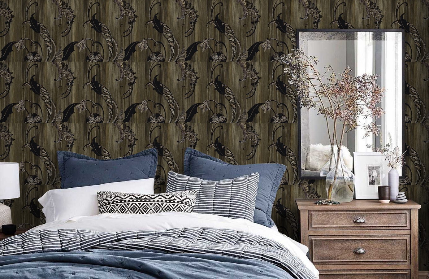 Обои DV40500 фото в интерьере спальни