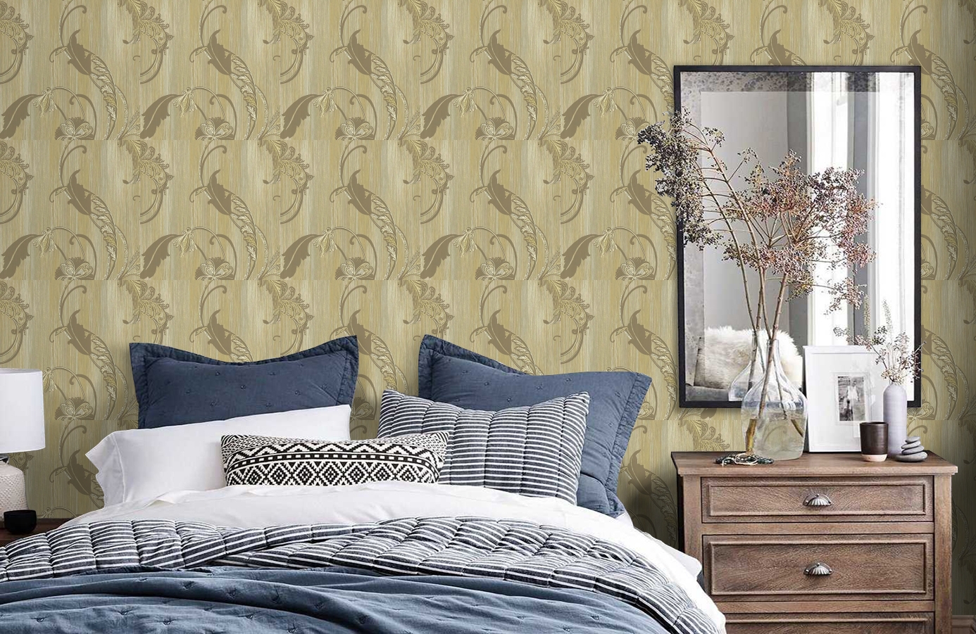 Обои DV40507 фото в интерьере спальни