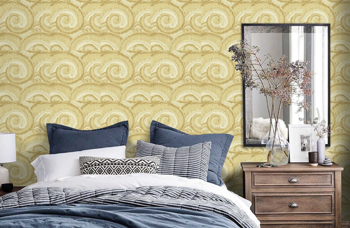 Обои DV40803 фото в интерьере спальни