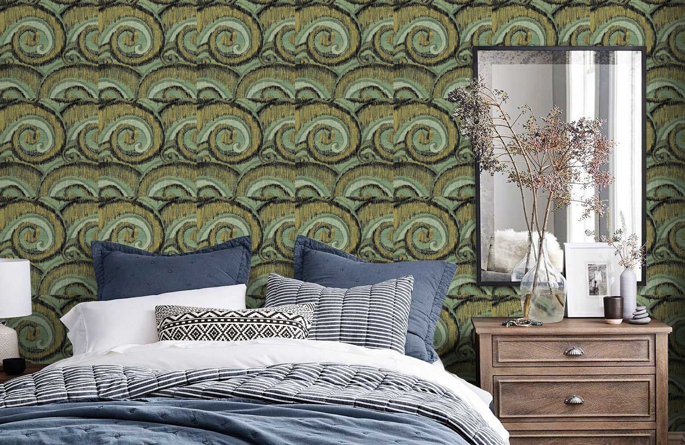 Обои DV40804 фото в интерьере спальни