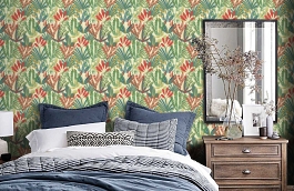 Обои JF3701 фото в интерьере спальни превью