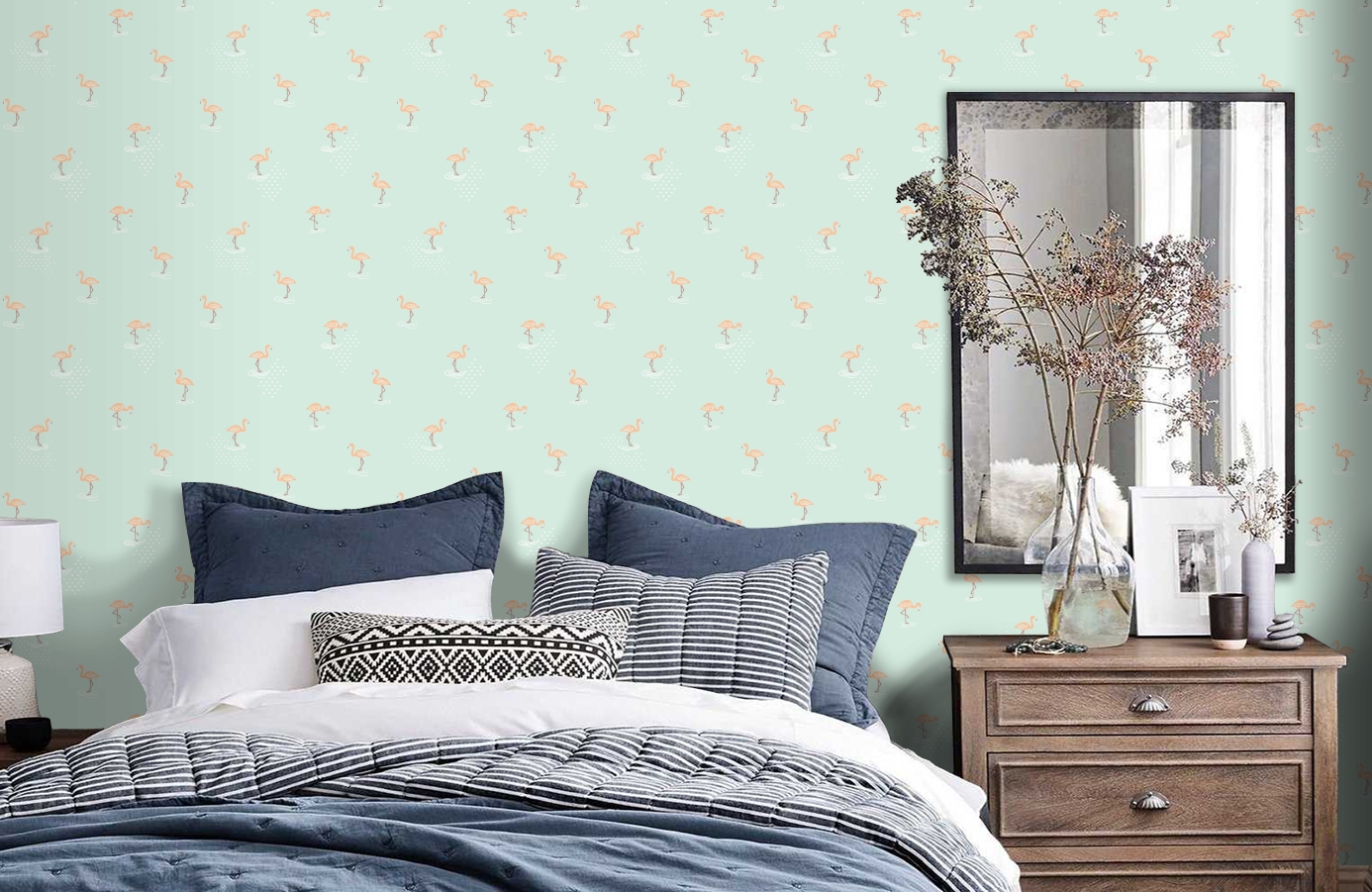 Обои JR2007 фото в интерьере спальни