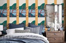 Обои KS6001 фото в интерьере спальни превью