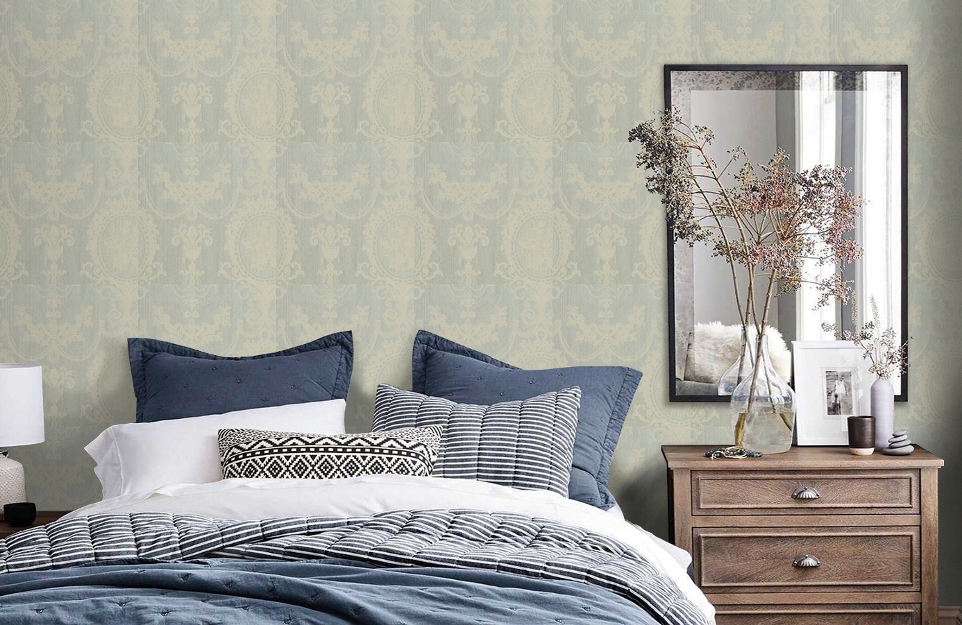 Обои SL10105 фото в интерьере спальни