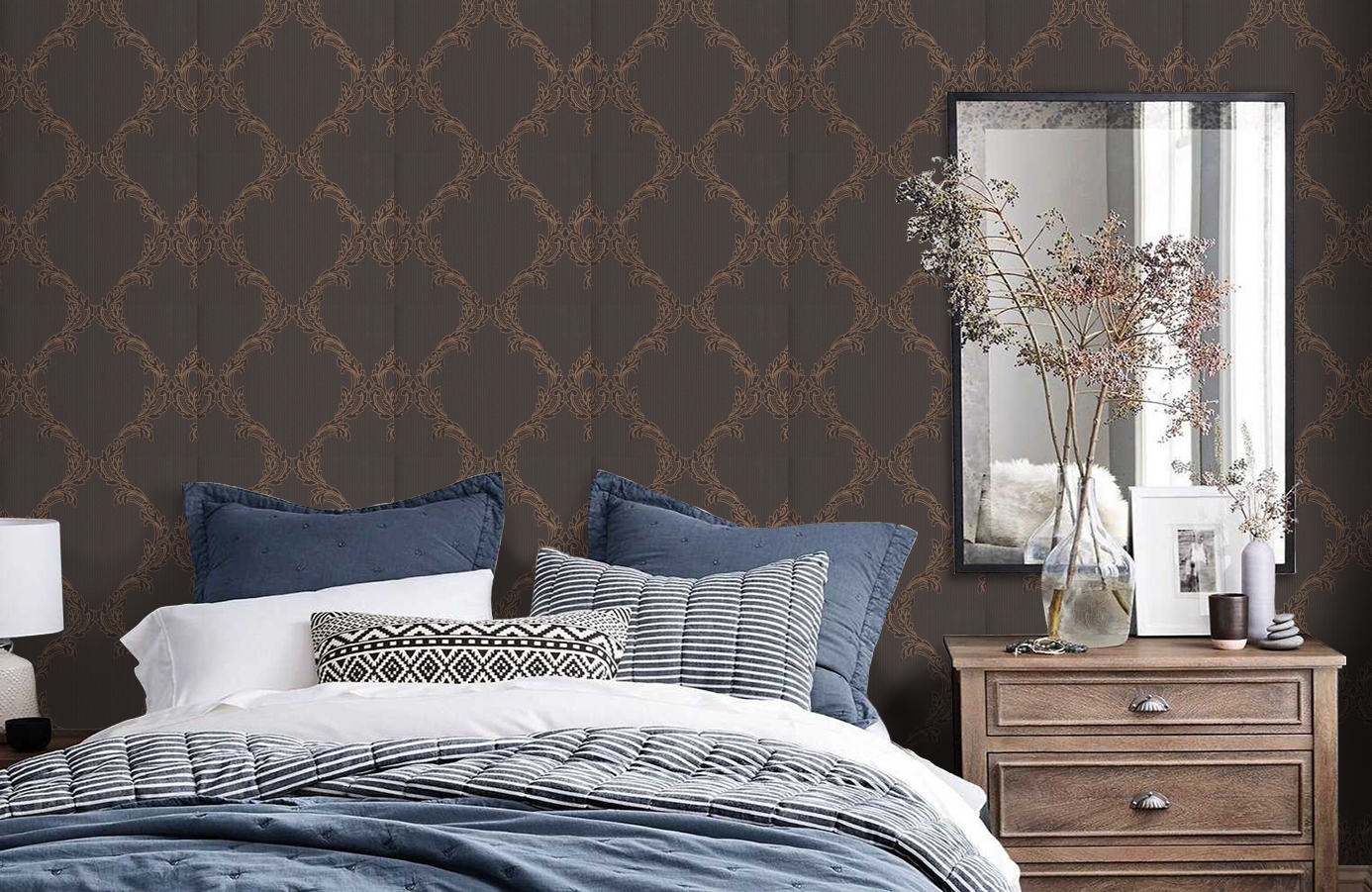Обои SL10905D фото в интерьере спальни