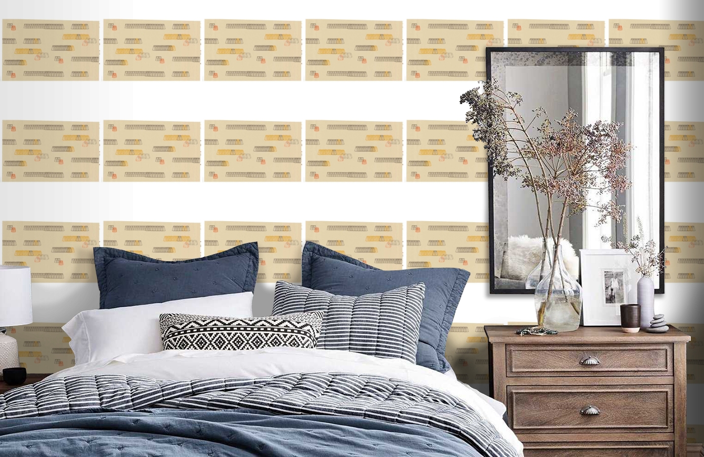 Обои 2004-3 фото в интерьере спальни