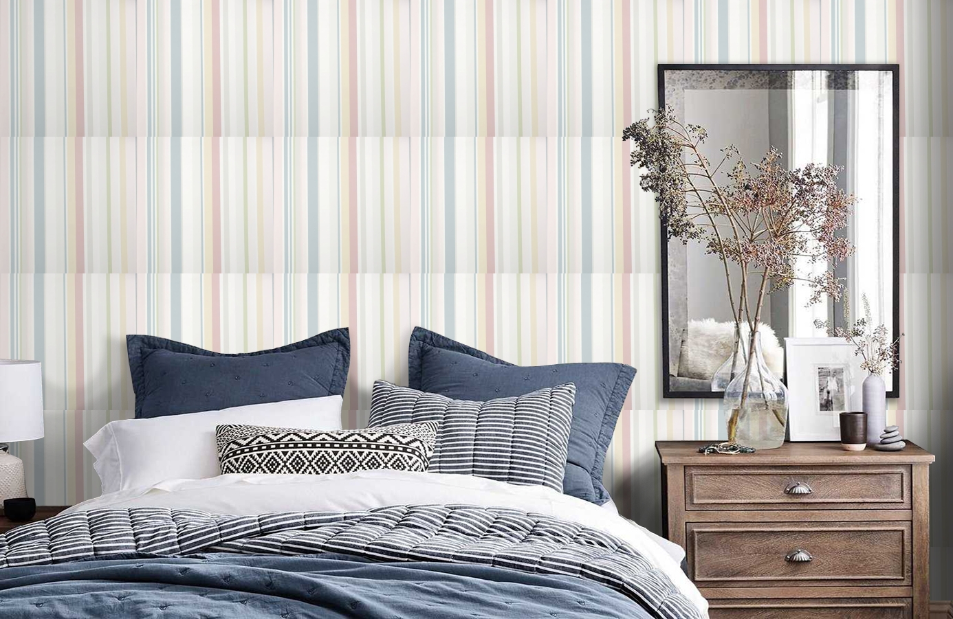 Обои 2027-4 фото в интерьере спальни