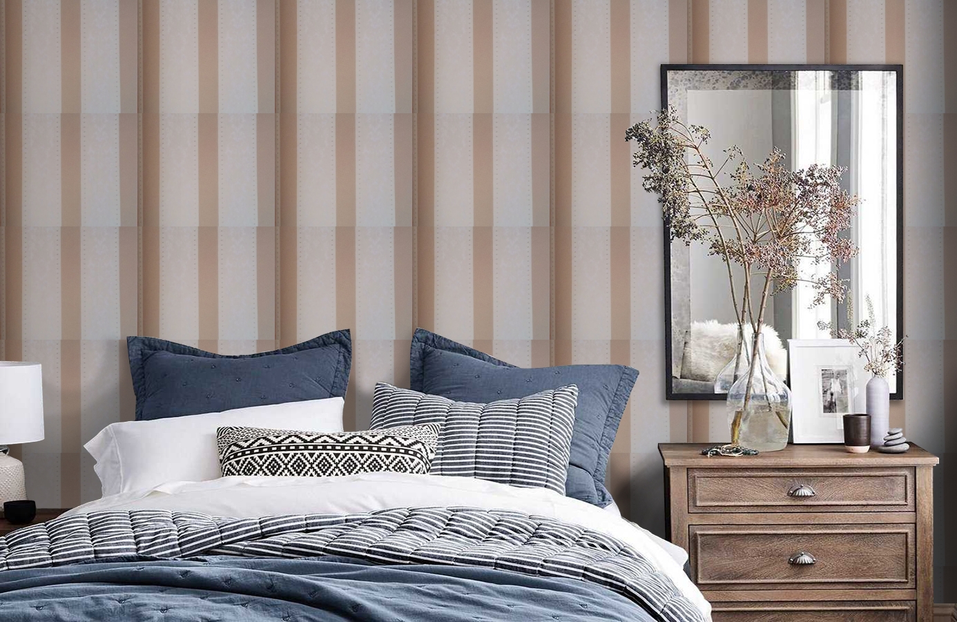 Обои 4831-3 фото в интерьере спальни