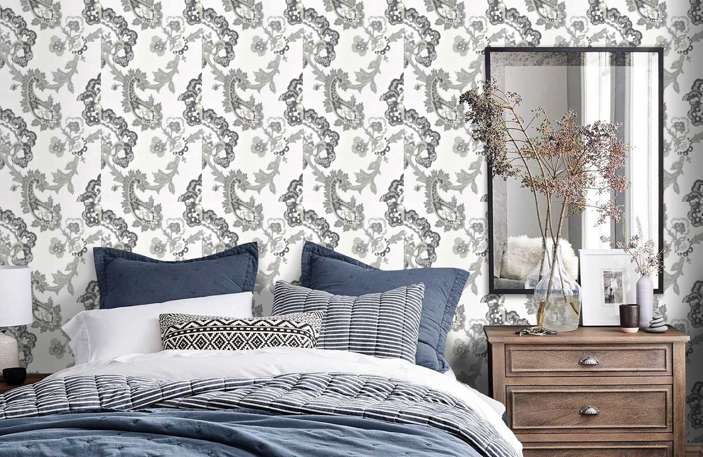 Обои 72260103 фото в интерьере спальни