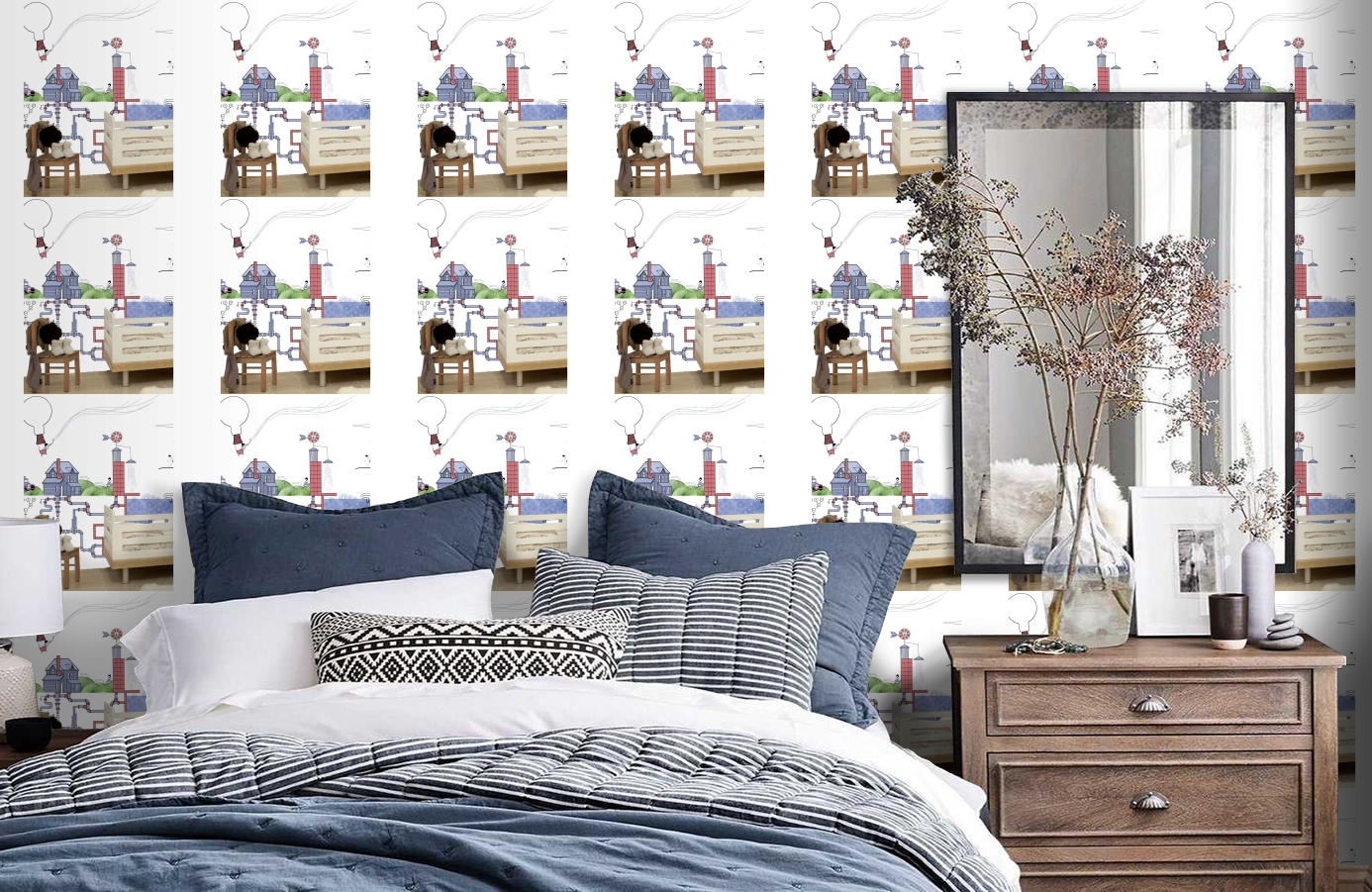 Обои M1003-3 фото в интерьере спальни