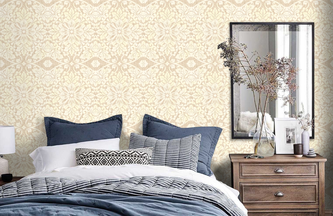 Обои МТ81405 фото в интерьере спальни