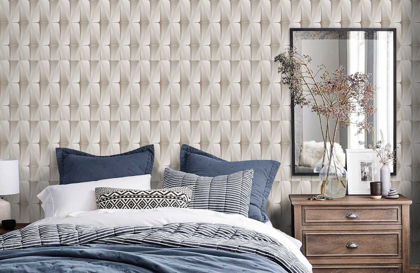 Обои 96041-1 фото в интерьере спальни