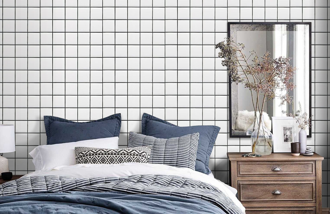 Обои E022201-0 фото в интерьере спальни