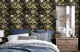 Обои 1766-15 фото в интерьере спальни превью