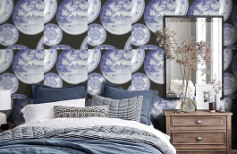 Обои Cargo Blue-white фото в интерьере спальни превью