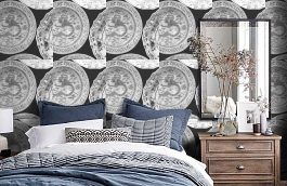 Обои Cargo Taupe фото в интерьере спальни превью