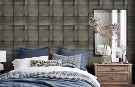 Обои Colonial Charcoal CO01 фото в интерьере спальни превью