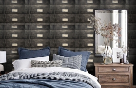 Обои Curator Charcoal CU02 фото в интерьере спальни превью