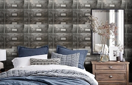Обои Curator Pewter CU03 фото в интерьере спальни превью