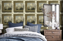 Обои Gallery A Neutral фото в интерьере спальни превью