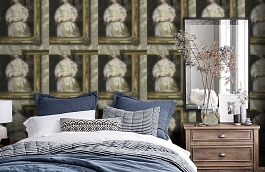 Обои Gallery B Charcoal фото в интерьере спальни превью