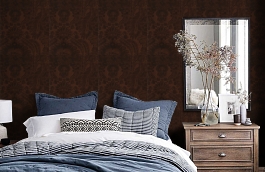 Обои Kew Taupe фото в интерьере спальни превью