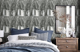 Обои Paintbox A Charcoal PBX2A фото в интерьере спальни превью