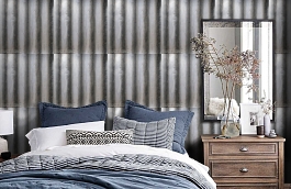 Обои Palmer Steel PA02 фото в интерьере спальни превью