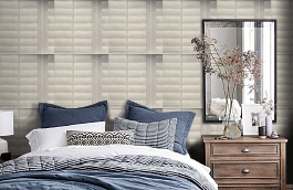 Обои Plantatiom Driftwood PL04 фото в интерьере спальни превью